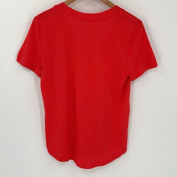 Loft Bundle Of 2 Everyday V-Neck Tee Coral Pink Stripe Women Small Very Soft - Picture 3 of 8